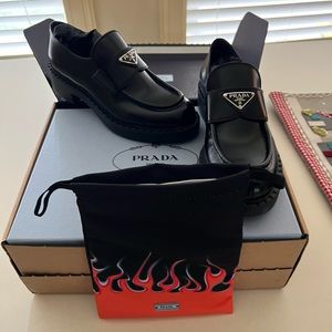 Prada chocolate brushed leather loafer BRAND NEW.